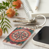 Roos Compass Bliss Sleutelhanger (Voorkant Rechts)