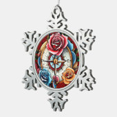 roos Compass Dreams Tin Sneeuwvlok Ornament (Rechts)