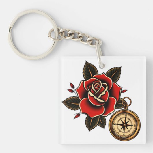 Roos Compass of Bliss Sleutelhanger (voorkant)