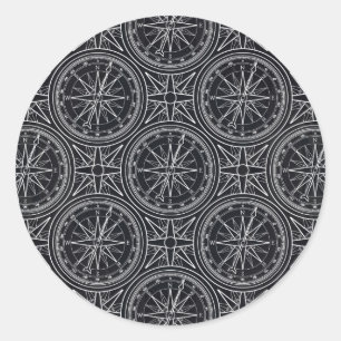 Roos compass Patroon Ronde Sticker