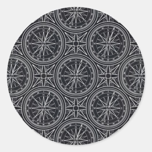 Roos compass Patroon Ronde Sticker (Voorkant)