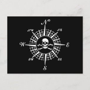 Roos Compass Skull 1 Briefkaart