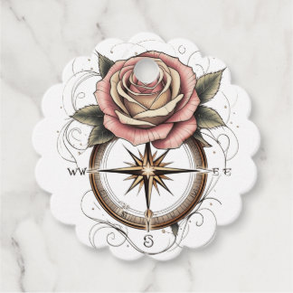Roos Compass Tattoo-geïnspireerd ontwerp Bedankjes Labels