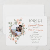 Roos Crescent Photo Invitation Kaart (Voorkant / Achterkant)