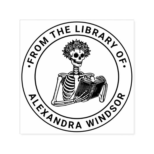 Roos Crown Skeleton Reading Library Boeknaam Zelfinktende Stempel (Design)