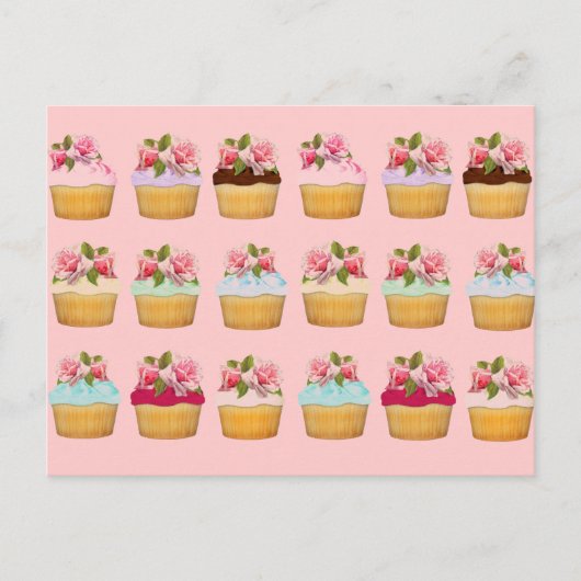 Roos Cupcakes Briefkaarten (Voorkant)