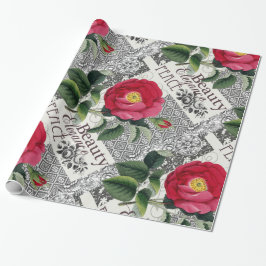 Roos Damask  Floral Antiek Cadeaupapier