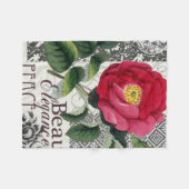 Roos Damask  Floral Antiek Fleece Deken (Voorkant (Horizontaal))