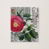Roos Damask  Floral Antiek Legpuzzel (Verticaal)
