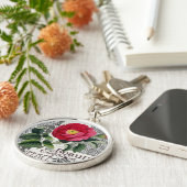 Roos Damask  Floral Antiek Sleutelhanger (Zijkant)