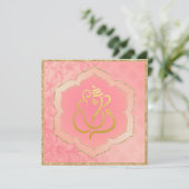Roos Damask Gold Ganesh Indian Weddenschap Kaart (Staand voorkant)