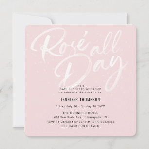 Roos de hele dag Blush Bachelorette Party Invita Kaart