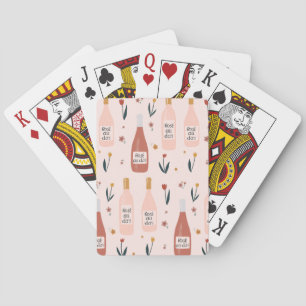 Roos De hele dag door op roze wijnoverloop Pokerkaarten
