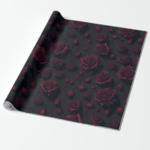 Roos Deep Red Flower Pattern Wrapping Paper Cadeaupapier