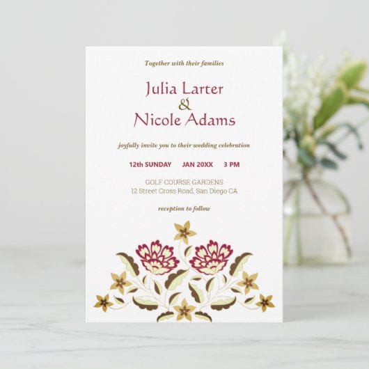 Roos Design  Classic Fusion Bruiloft Kaart (Staand voorkant)