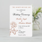 Roos Design Classic Wedding Folie Uitnodiging (Staand Voorkant)