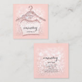Roos Diamond Cloth Hanger Pink Boutique Square Vierkante Visitekaartje (Voorkant / Achterkant)