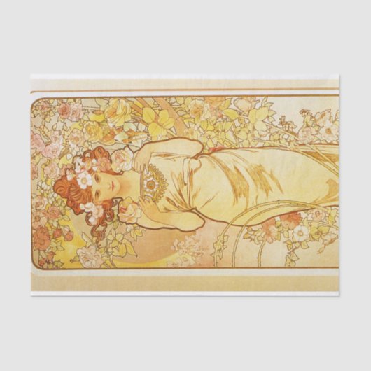 Roos door Alphonse Mucha Tissuepapier (Voorkant)