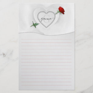 Roos door het hart Stationery Briefpapier