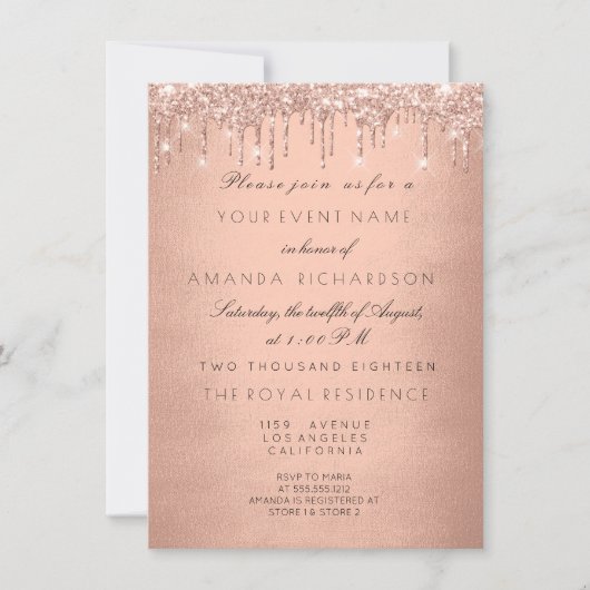 Roos drijft Gold Royal Glitter 16e Vrijgezellenfee Kaart (Voorkant)