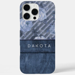 Roos Dustblauw vlasleder iPhone 16 Pro Max Hoesje