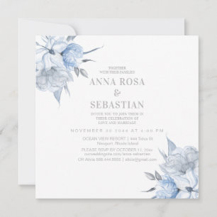 *~* Roos Dusty Blue Floral AR15 WEDDING RSVP + In Kaart