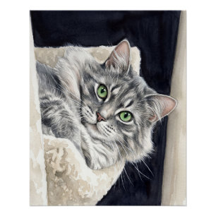 Roos een kat met opvallende groene ogen perfect poster