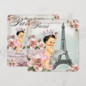 Roos Eiffeltoren Parijs Baby shower Kaart (Voorkant / Achterkant)