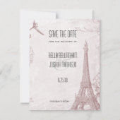 Roos Eiffeltoren sparen de Datum Save The Date (Voorkant)