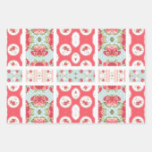 Roos en Aqua Patchwork Ontwerp Gift Wrap Set Inpakpapier Vel (Voorkant)