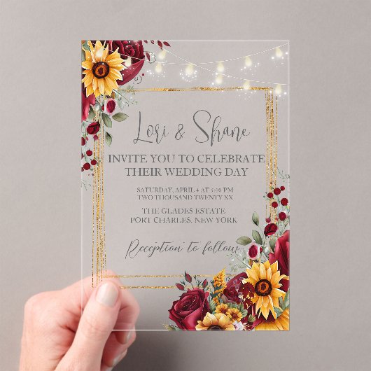 Roos en Aster bruiloft acryl uitnodigingen (Insitu (Draagbaar))