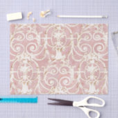  Roos en Beige Damask Patroon Tissuepapier (Craft)