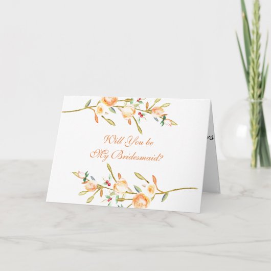 Roos en Berry Stems word je mijn Bridesmaid? Kaart (Voorkant)
