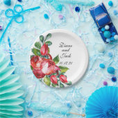 Roos en Berry Waterverf Stems Papieren Bordje (Feest)