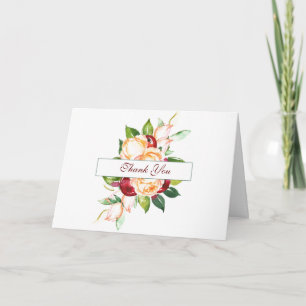 Roos en Berry Waterverf Stems Wedding Dankuwel Kaart
