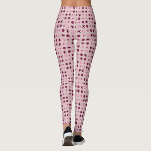 Roos en Bourgondische Stippen Leggings (Achterkant)