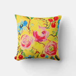 Roos en Cherry Yellow Kussen