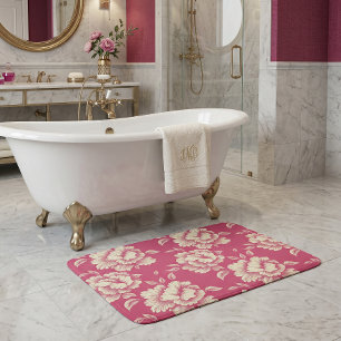Roos en Crème Pioen Toile - Frans Landelijk Decor Badmat