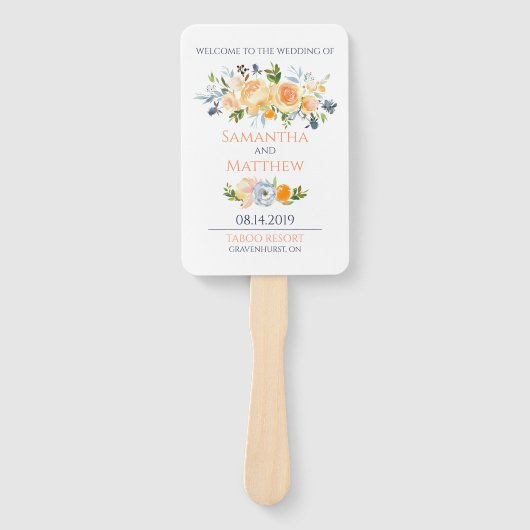 Roos en distel bruiloft ceremonie programma handwaaier (Voorkant)