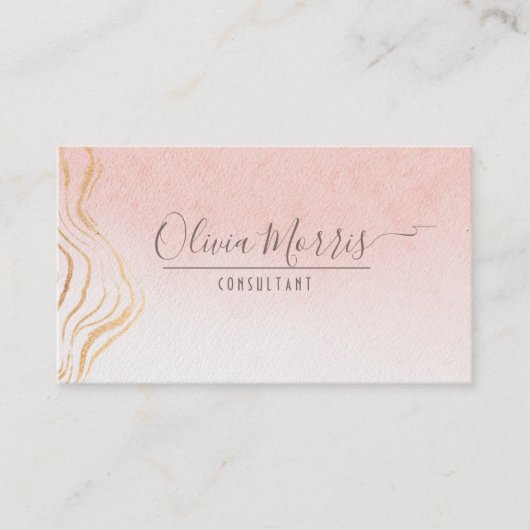 Roos- en Gold-minimalistische QR Code Professional Visitekaartje (Voorkant)