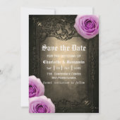  Roos en gotisch Lijst sparen de Datum Save The Date (Voorkant)