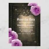 Roos en gotisch Lijst sparen de Datum Save The Date (Voorkant / Achterkant)