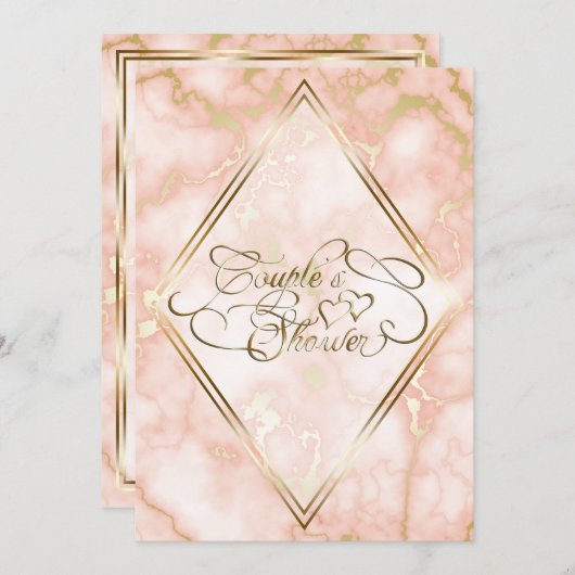 Roos en  gouden marmer kaart (Voorkant / Achterkant)