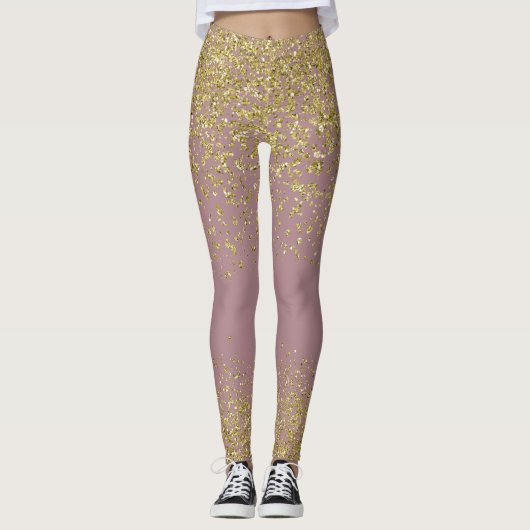 Roos- en goudhoudende Leggings (Voorkant)
