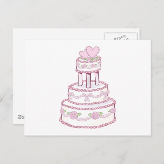 Roos- en heartbruiloft briefkaart (Voorkant / Achterkant)