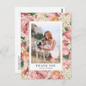  Roos en Hydrangea Afstuderen Dank u Briefkaart (Voorkant / Achterkant)
