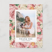  Roos en Hydrangea Afstuderen Dank u Briefkaart (Voorkant)