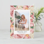  Roos en Hydrangea Afstuderen Foto Bedankkaart (Staand voorkant)