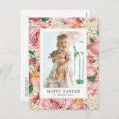  Roos en Hydrangea Foto Happy Easter Feestdagenkaart (Voorkant / Achterkant)