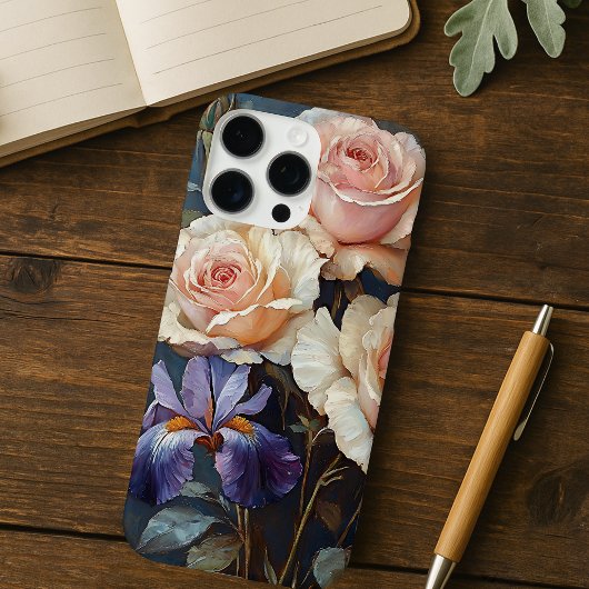  Roos en Iris Bloemen in Roze en Paarse Case-Mate iPhone Case